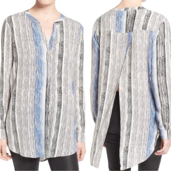 Astr Split Back striped tunic top large - Picture 12 of 12